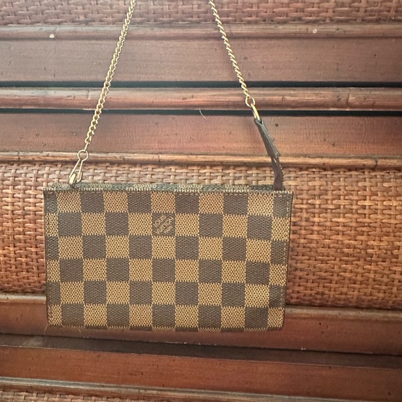 Louis Vuitton Damier Ebene Pochette with Gold Chain - Picture 1 of 16